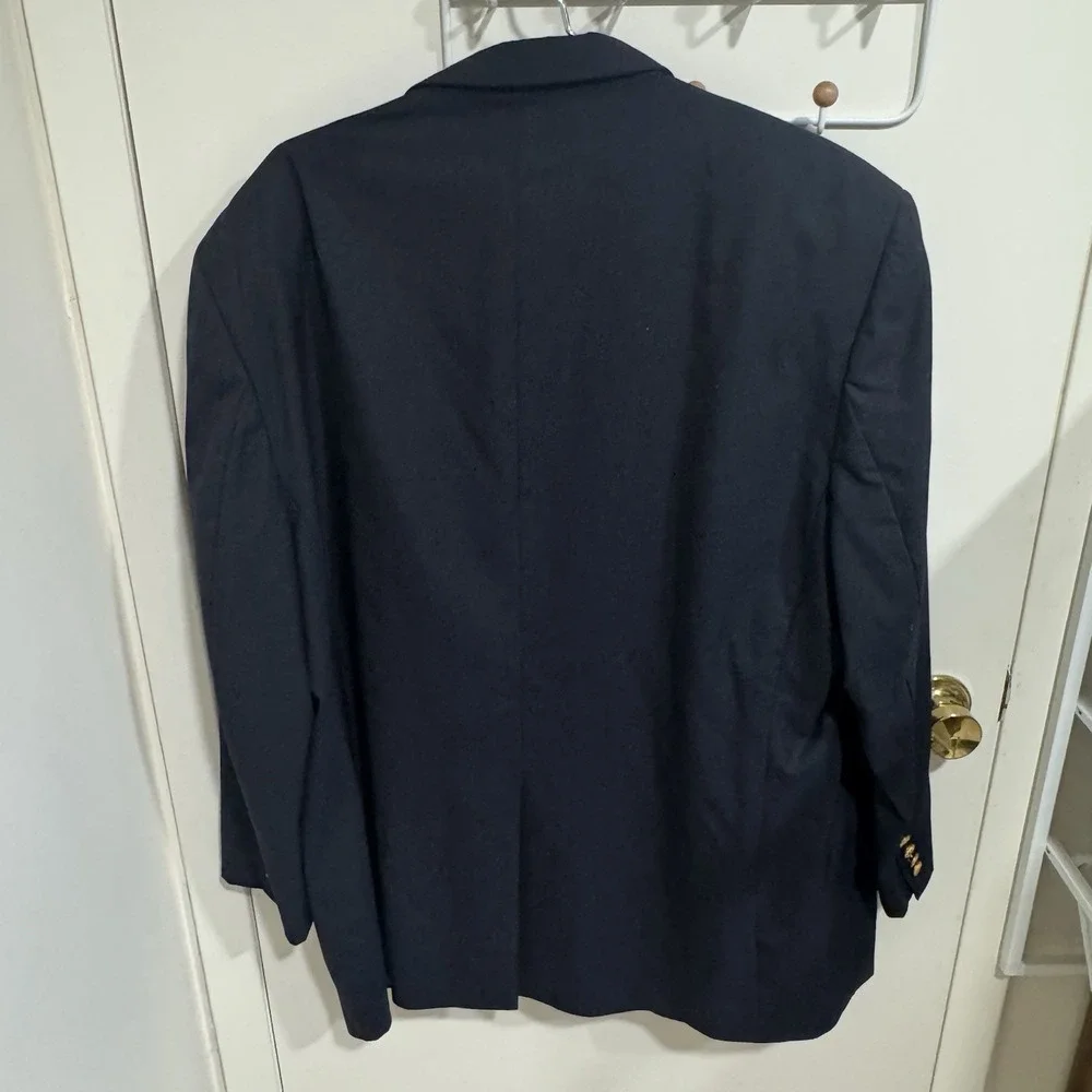 Brooks Brothers Men Blazer Jacket 52L Brooksease Loro Piana Navy Gold Buttons